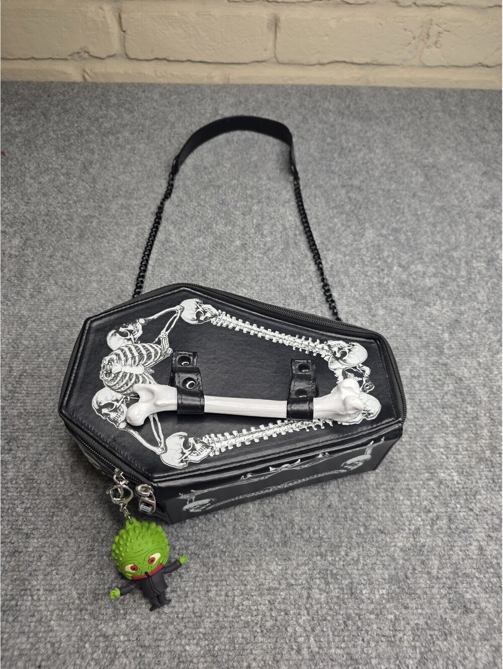 Kreepsville 666 Coffin Bag Purse Skeleton Bone Handle Crossbody Gothic Punk